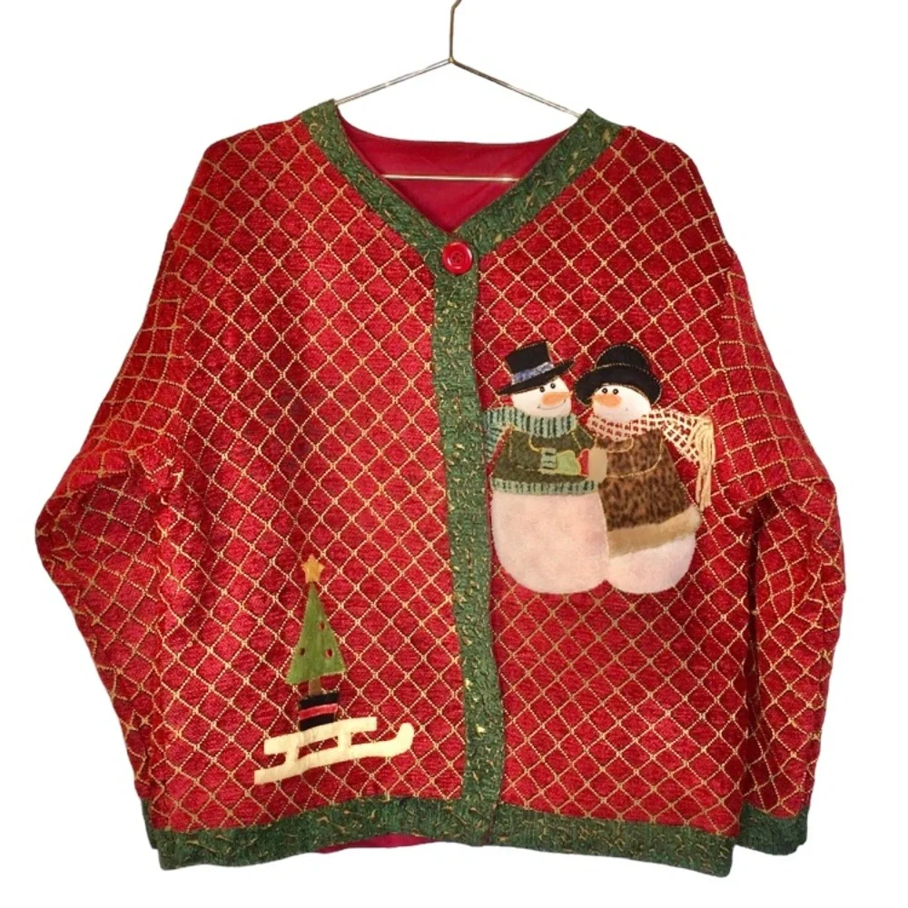 VINTAGE Tapestry Look Ugly Christmas Jacket XL/1X